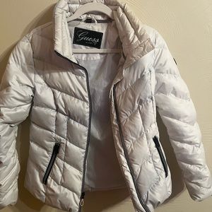 guess girls white puffer jacket